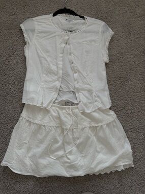 Reformation White Eyelet-Trim Cotton Top